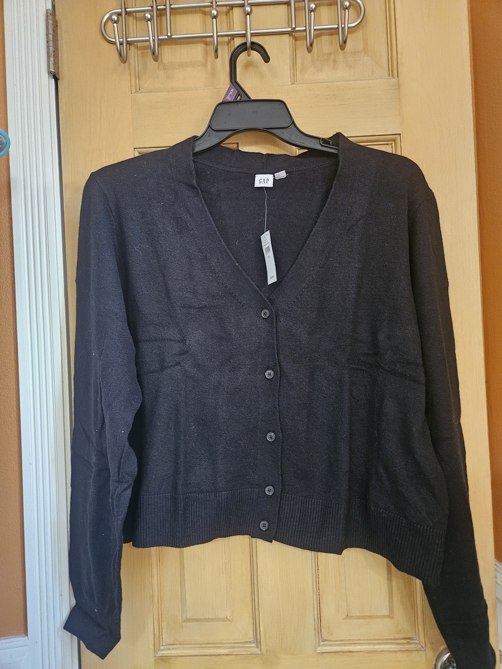 GAP Women's Black V-Neck Button Cardigan Sweater